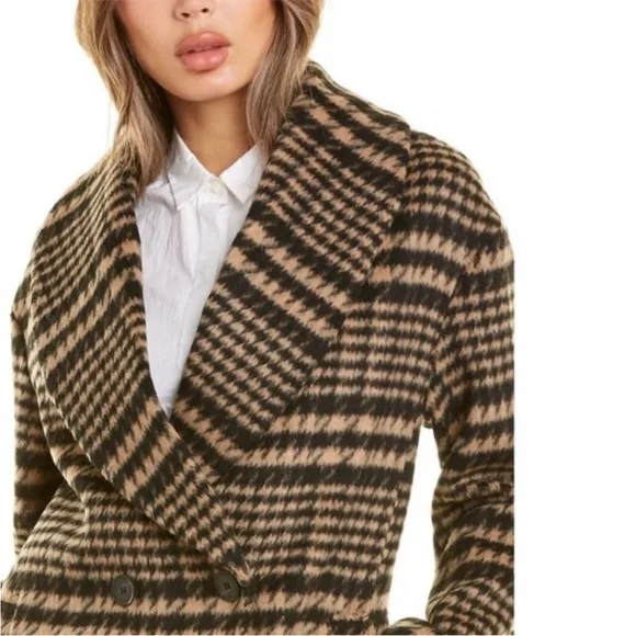 NWOT Anthropologie Avec Les Filles Houndstooth Plaid Wool Blend Coat Jacket M - Picture 7 of 15